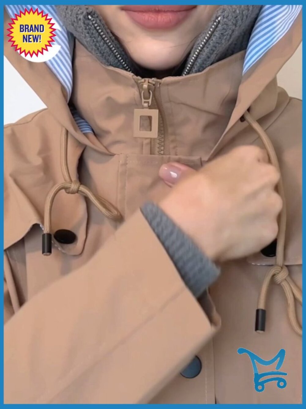 Waterproof Rain Jacket with Hood Lightweight Windbreaker Long Coat - Picture 7 of 7